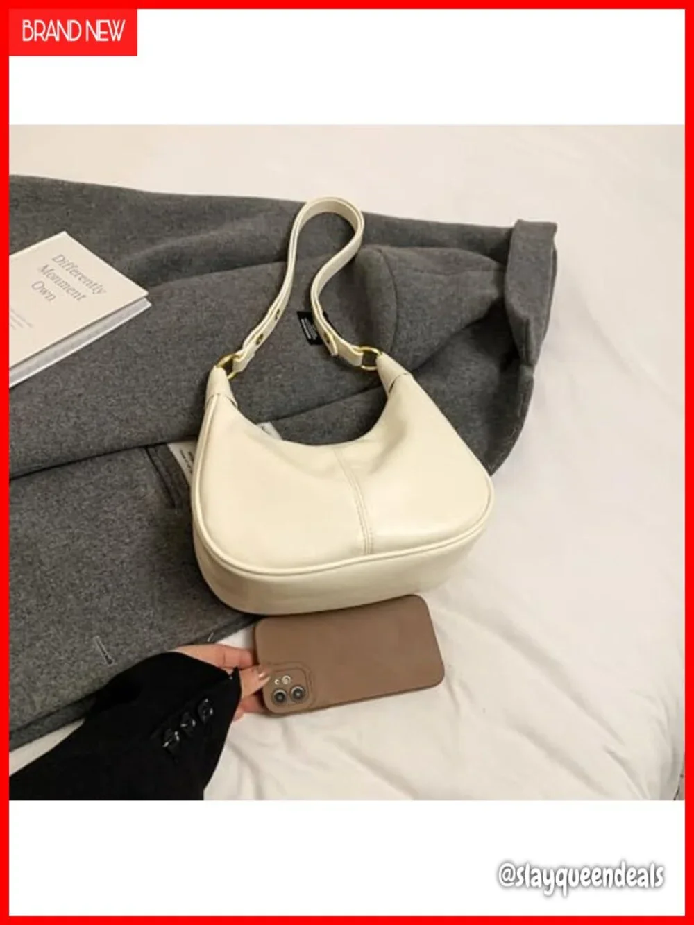 Small Hobo Bag Faux Leather Crescent Shoulder Purse Crossbody